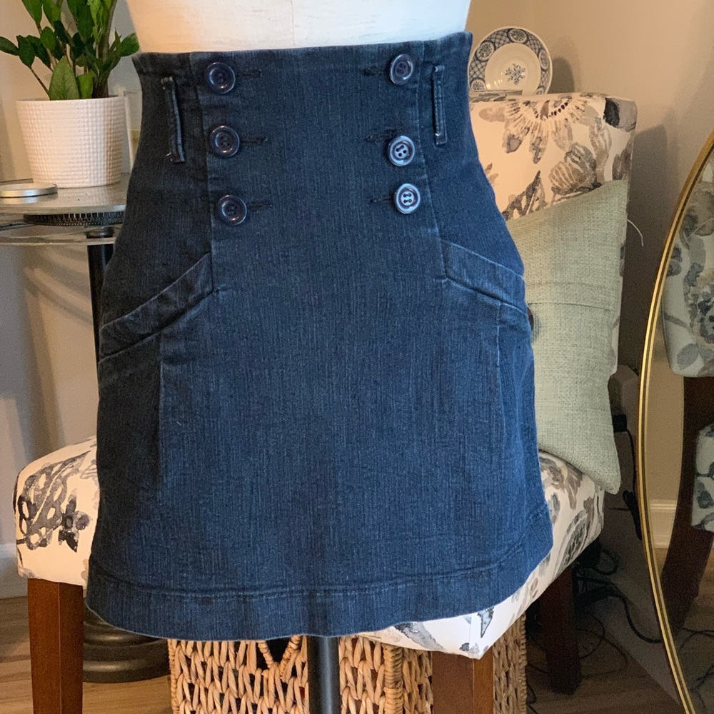 High waisted denim skirt WITH POCKETS